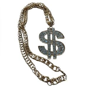 Gold and Silver Dollar Sign Pendant Necklace